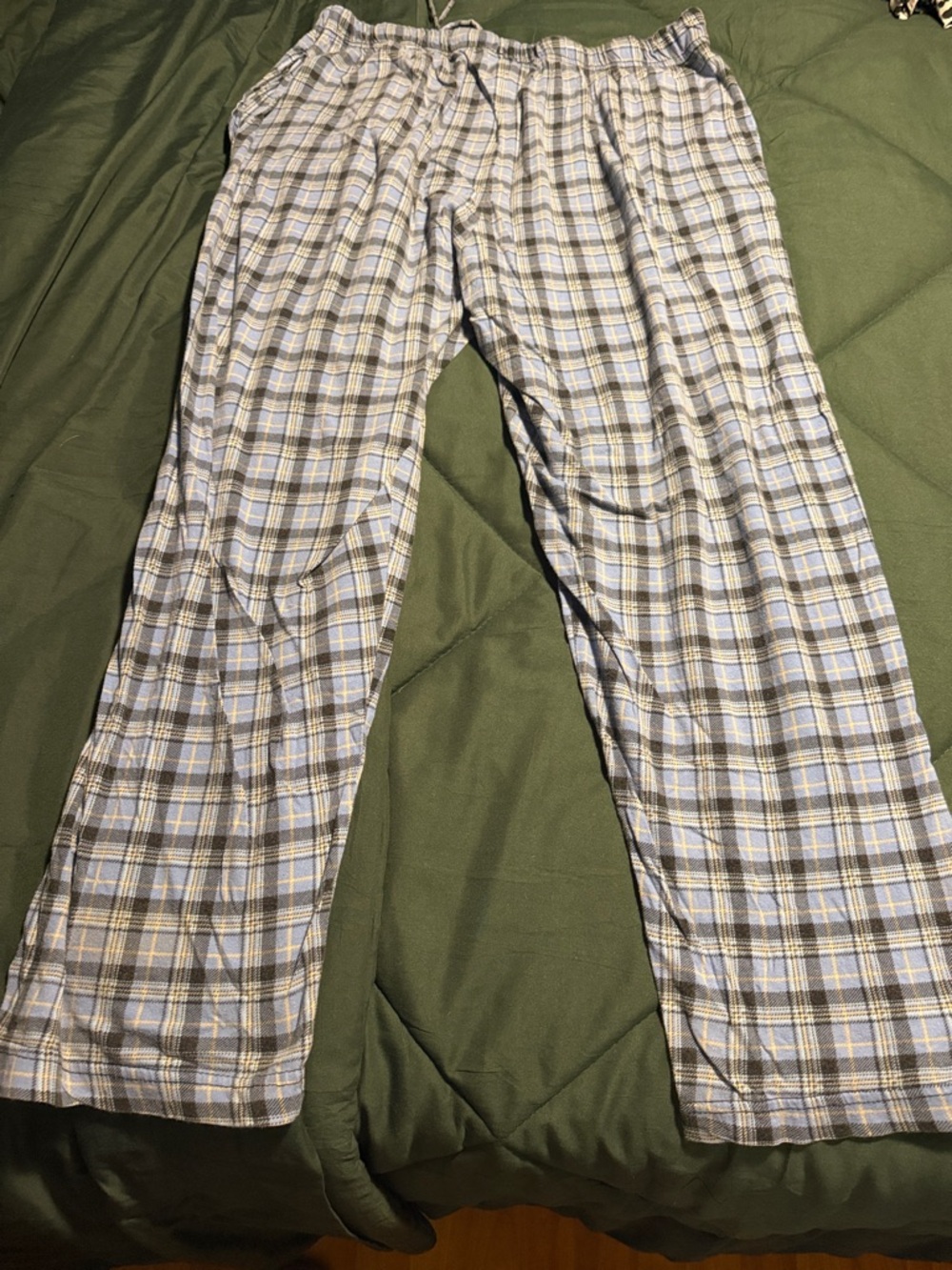 Hanes Blue and Black Plaid Flannel Lounge Pants - Picture 3 of 3